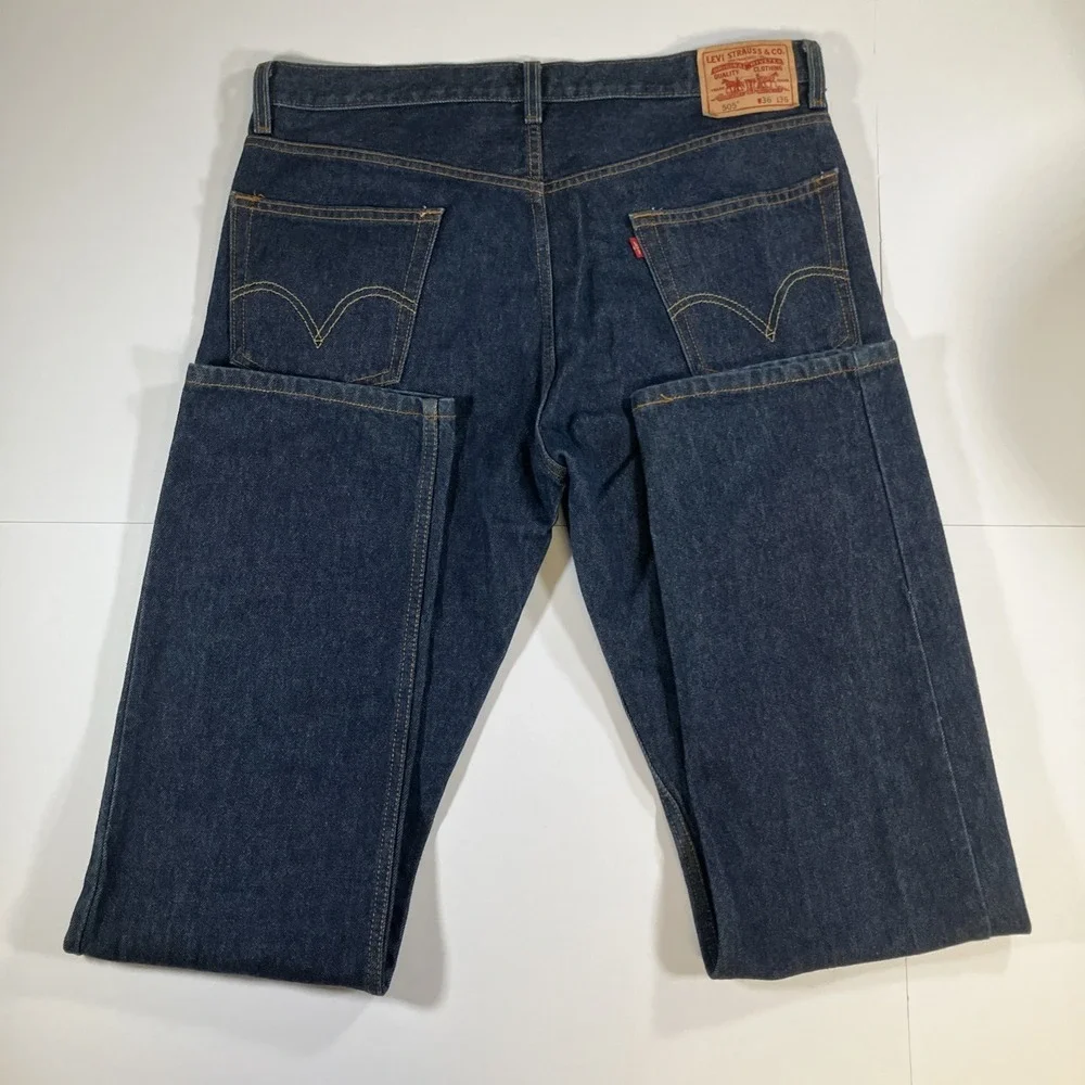 Vintage Levi's 505 Jeans Mens 36x36 Dark Wash Blue Regular Fit Denim Y2K